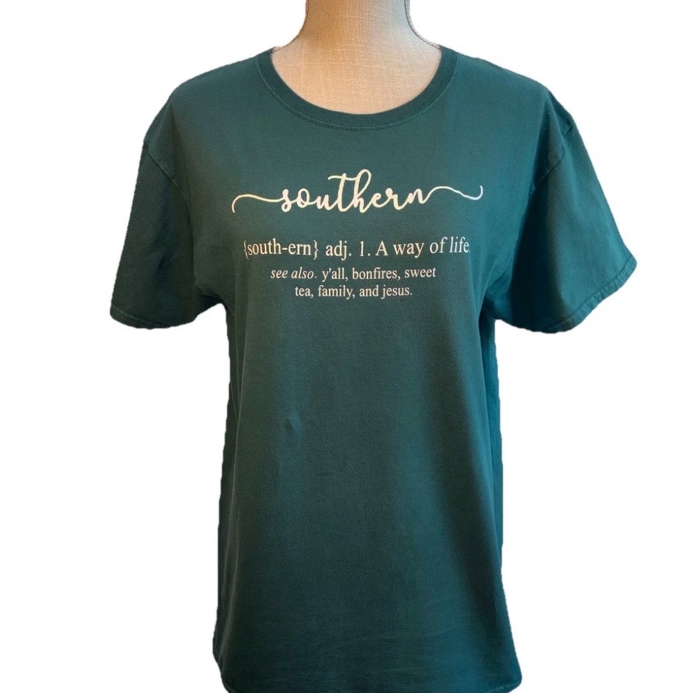 Athletic Works Southern A Way of Life Green Short Sleeve Tee Sz Med
